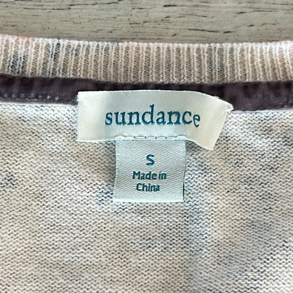 Sundance pink floral button up cardigan sweater size small